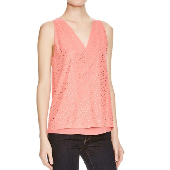 Cooper & Ella Coral/Gold Dot Harper Top - Picture 2 of 6